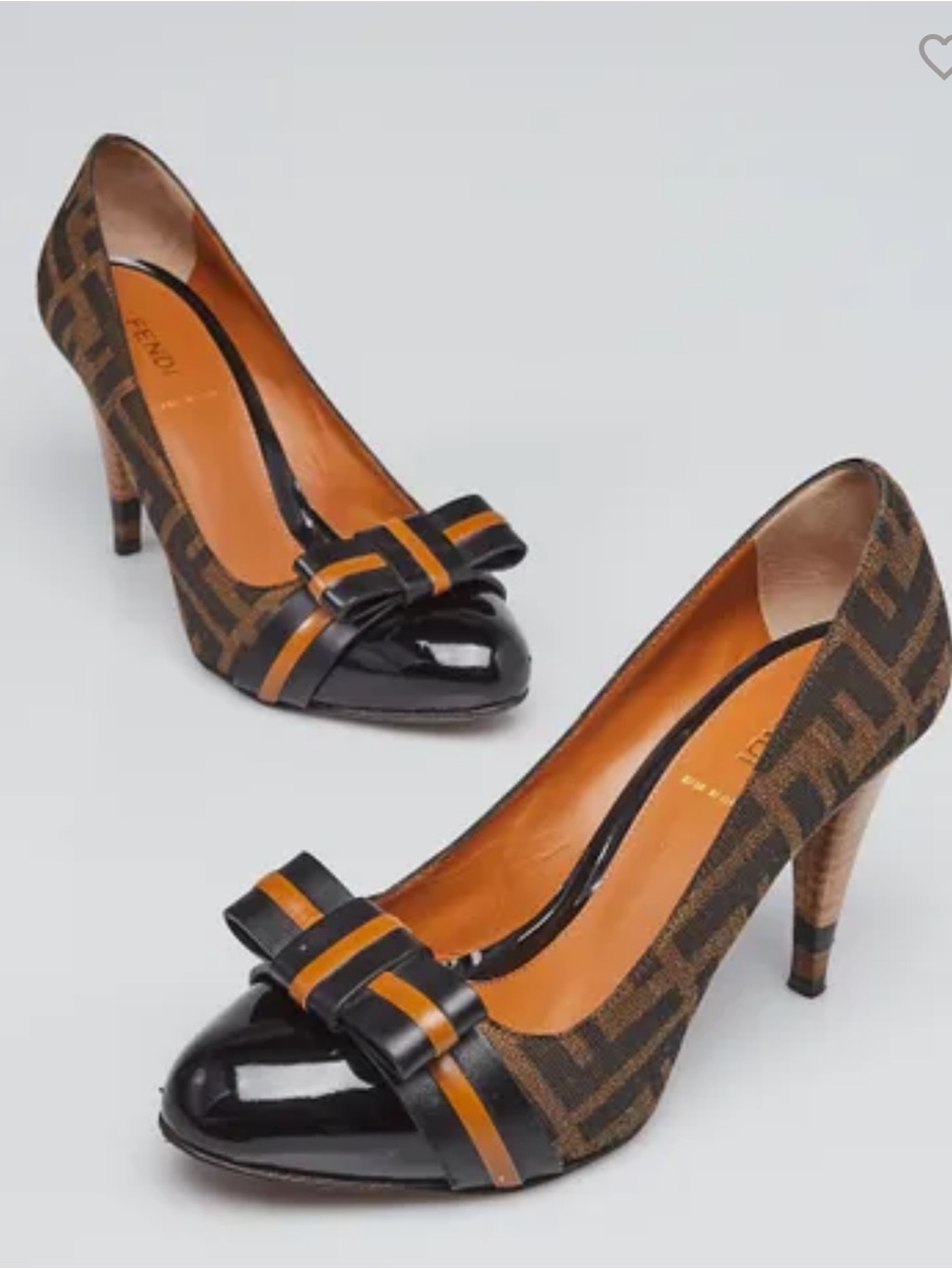 FENDI
Tobacco Zucca Canvas Bow Heels Size 39.5 or 9US